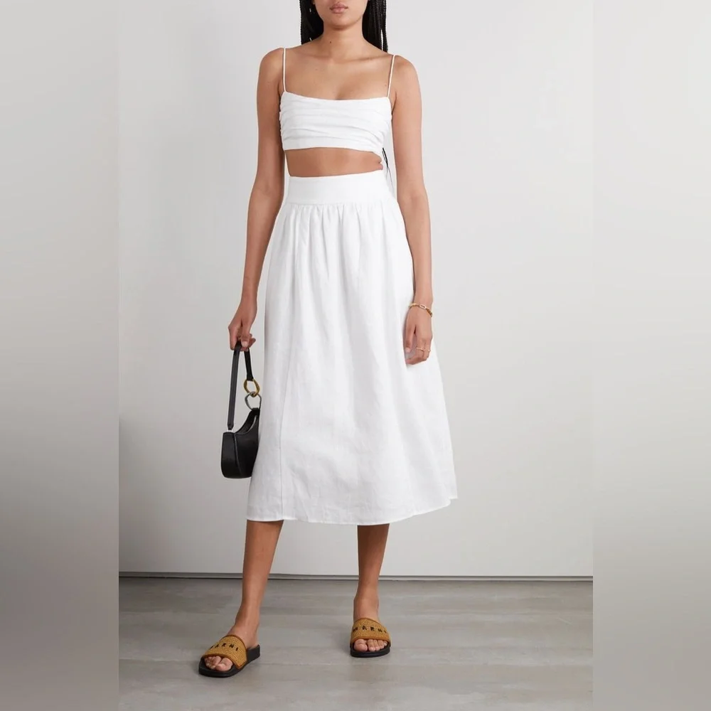 NWT Reformation Louise Linen Set Two Piece white size 12 skirt size 10 top